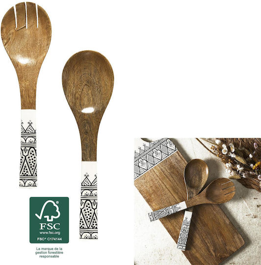 The Home Deco Factory Σετ Ξύλινων Εργαλείων Σερβιρίσματος Καφέ