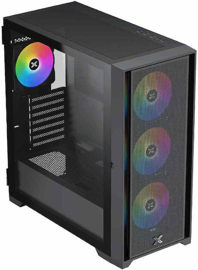 Xigmatek Master X II Геймърско бюро Midi Tower Компютърна кутия със страничен прозорец Черен