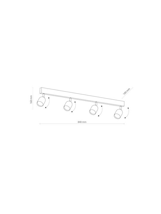 TK Lighting Top Spot with 4 Lights and with Socket GU10 in White Color