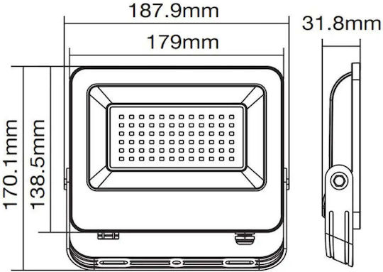 Vito Waterproof LED Floodlight 50W Natural White 4000K IP65
