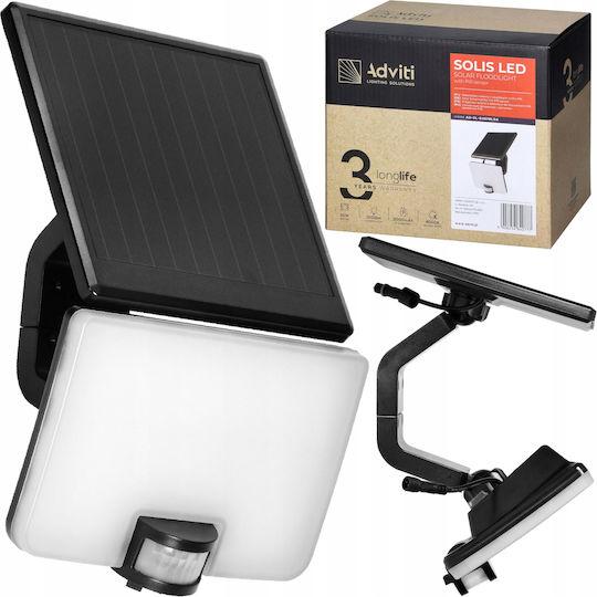 Orno Waterproof Solar LED Floodlight 10W Natural White 4000K with Motion Sensor IP54