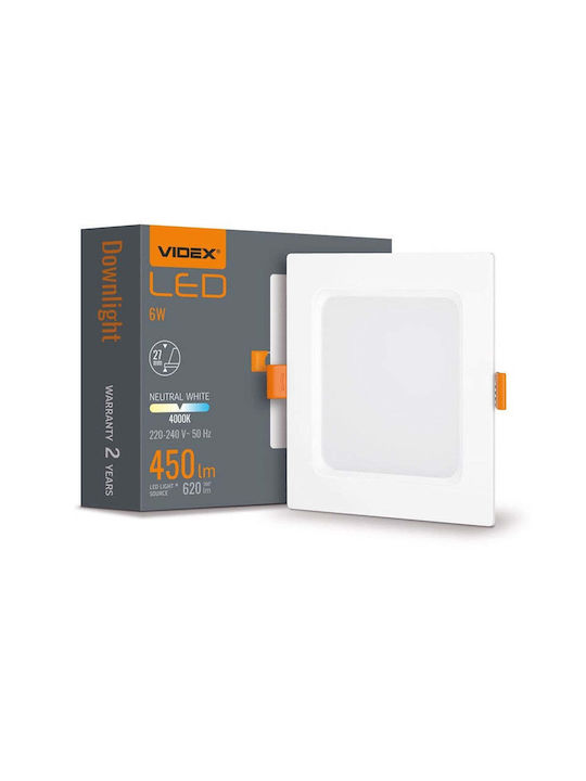 Videx Правоъгълена Пластмаса Вграден Спот с Патрон Вграден LED Бял 100x100см. 1бр Videx Правоъгълена Пластмаса Вграден Спот с Патрон Вграден LED Бял 100x100см. 1бр