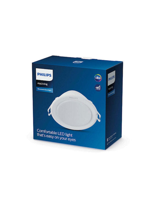 Philips Meson Metallic Recessed Spot with Integrated LED and Natural White Light White 9.5x9.5cm. 1pcs