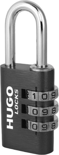 Hugo Locks PA20 Αλουμινένιο Λουκέτο Πέταλο Συνδυασμού 3 Ψηφίων 20mm Μαύρο