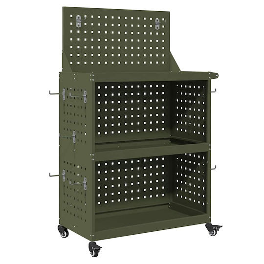vidaXL Metallic Tool Carrier W65xD35xH111cm