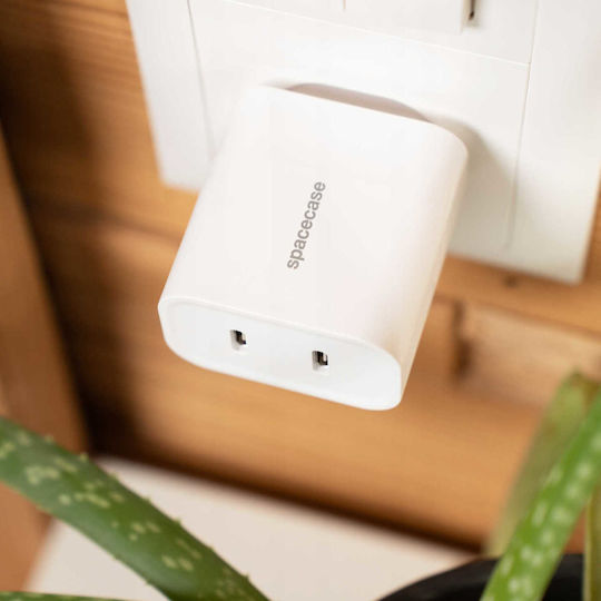 Spacecase Încărcător Fără Cablu cu 2 Porturi USB-C 20W Albς