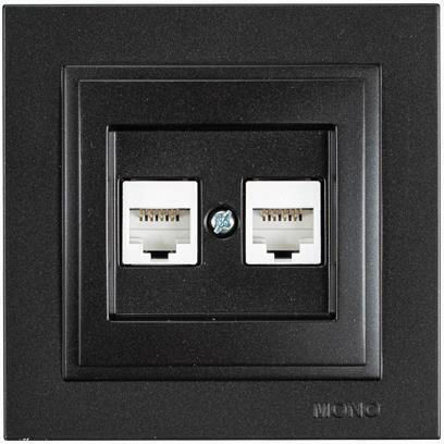 Eurolamp Double Network Socket RJ45 Cat6 Black 152-10341
