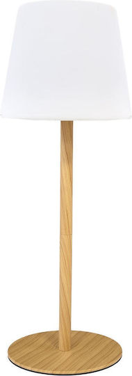 The Home Deco Factory Wood Table Lamp LED with White Shade and Base
