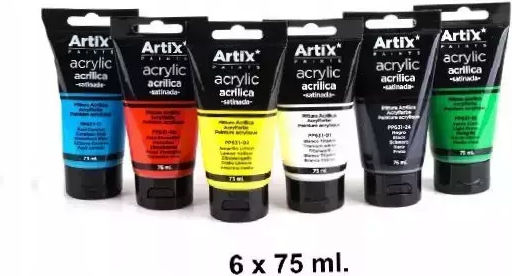 Artix Acrylic Colours 6 Pieces X 75 Ml