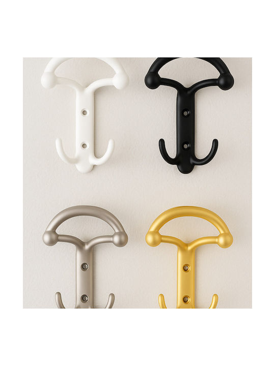 Viobrass Wall Hanger Metal 2 Hooks Gold 10.7x3.7x12.3cm