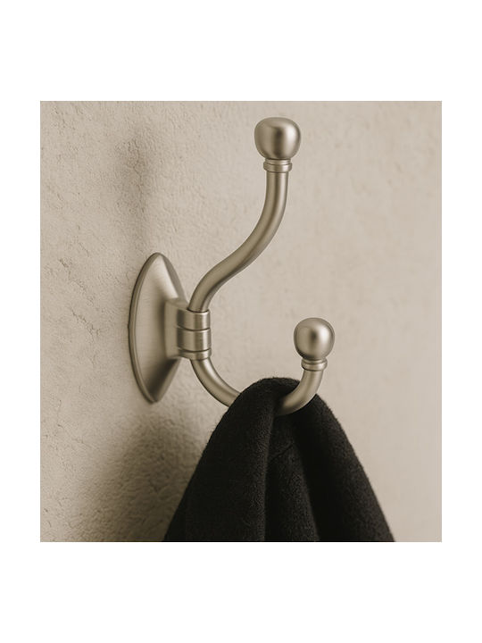 Finetto Metal Wall Hanger 2 Hooks Silver
