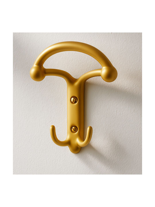Κρεμαστρα Τοιχου Finetto Art.110 Διπλο Γαντζο 107x123mm Μεταλλικη Χρυσό Ματ 115-110###orom