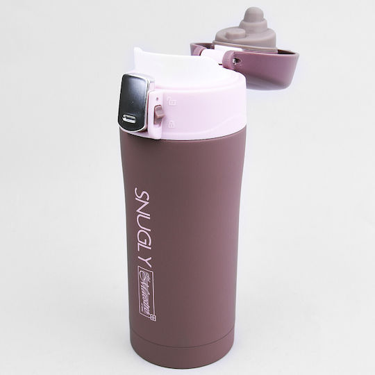 Maestro Stainless Steel Plastic Thermos Bottle 300ml Brown