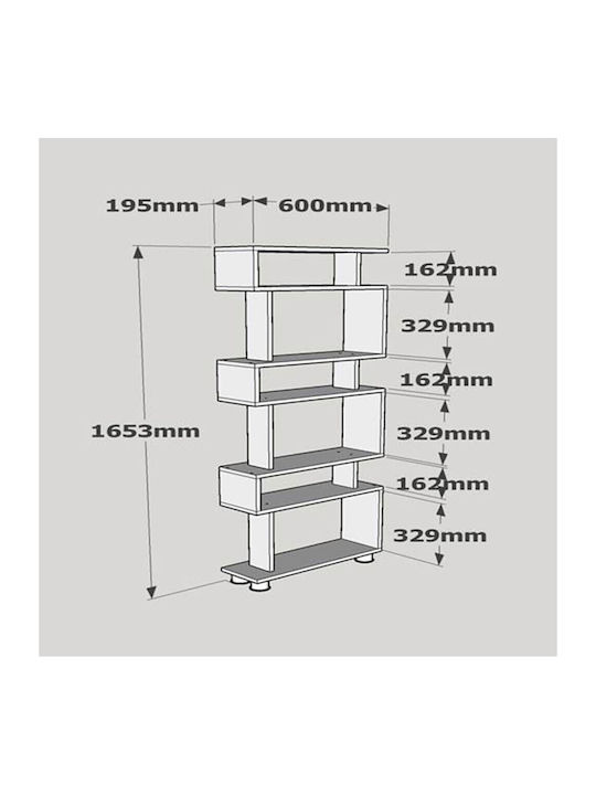 Βιβλιοθήκη Blok Καρυδί / Λευκό 60x19.5x165εκ.