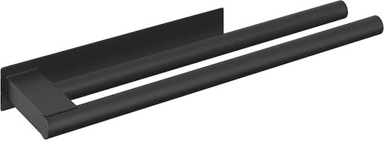 vidaXL Стелаж Баня Единична Подов със закопчалка за обръч и примка ​40x9см Inox Черен
