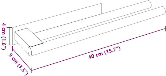 vidaXL Стелаж Баня Единична Подов със закопчалка за обръч и примка ​40x9см Inox Черен