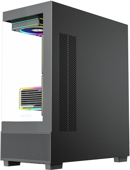 ProGaming Kian Gaming Midi Tower Computer Case with Side Window and ARGB Lighting Black