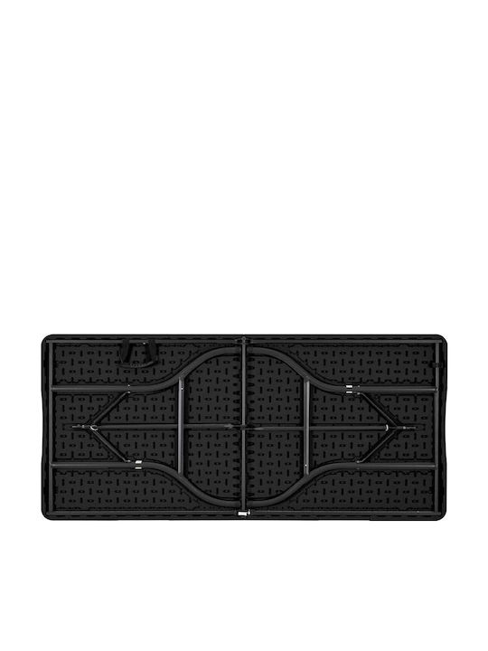 Outdoor Dinner Foldable Table with Plastic Surface and Metal Frame Black 152x70x74cm