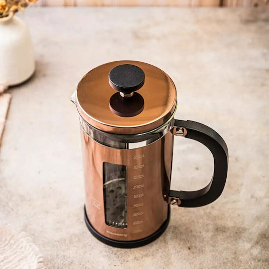 Klausberg Französische Pressstempel-Kaffeemaschine Rostfreier Stahl Bronze 1lt