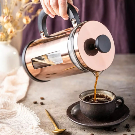 Klausberg Französische Pressstempel-Kaffeemaschine Rostfreier Stahl Bronze 1lt