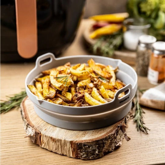Σετ 2 Στρογγυλών Καλουπιών Σιλικόνης Φριτέζα Αέρος Klausberg Kb 7789 20x21,3 Cm Έως 230c Χωρίς Bpa Γκρι