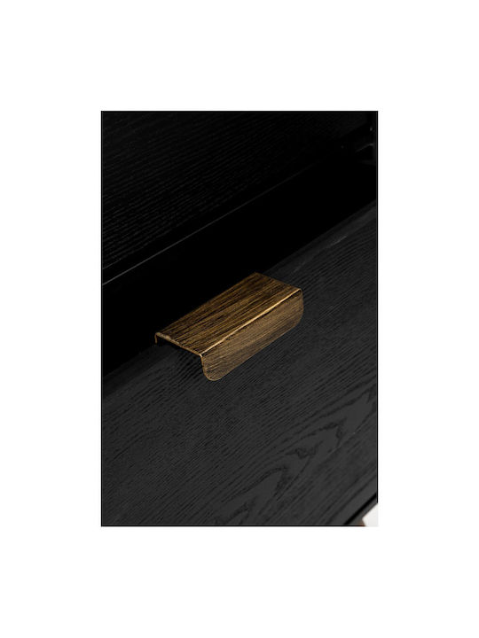 Συρταριέρα Κρεβατοκάμαρας Holz Colombo Black Velvet-Black Metal 118x39x77cm