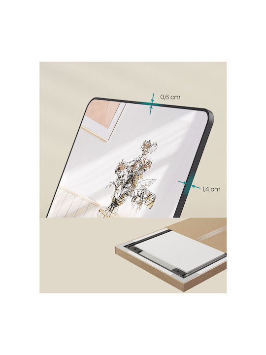 Songmics Καθρέπτης με Μαύρο Μεταλλικό Πλαίσιο 160x50cm