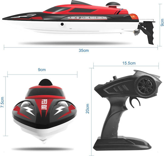 Techkidz Remote Controlled Boat 2.4ghz 25km/h Speedboat Model Black Red
