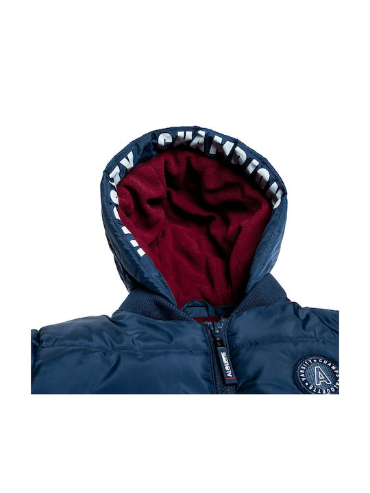Παιδικό Casual Μπουφάν με Επένδυση & Κουκούλα Navy Μπλε