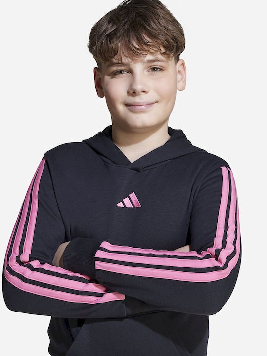 Kids Sweatshirt with Hood and Pockets Black Essentials