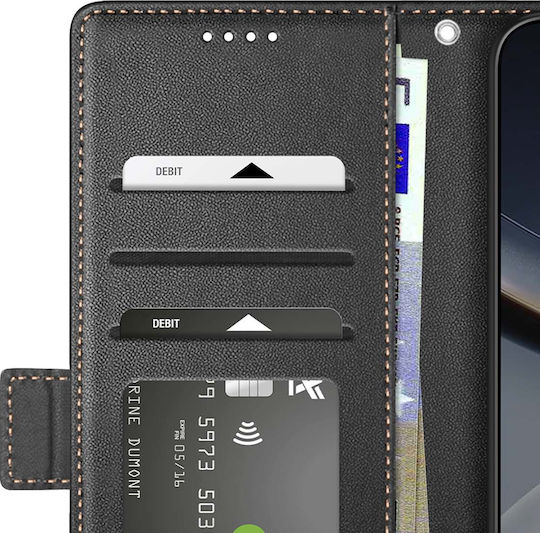 Avizar Brieftasche Hülle Poco F7 Magnetischer Stand Speicherkarte Schwarz