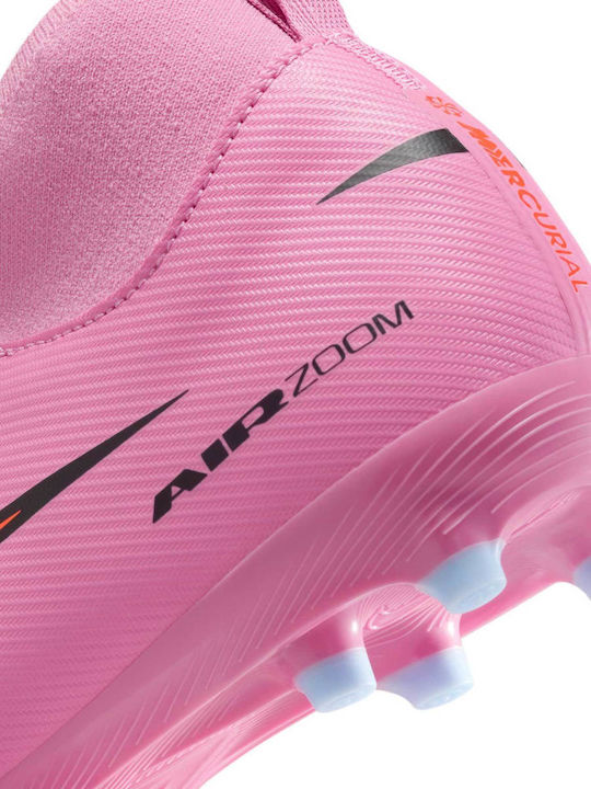 Mercurial Superfly 10 Academy Kids Molded Soccer Shoes with Sock without Laces Magic Flamingo / Total Crimson / Black