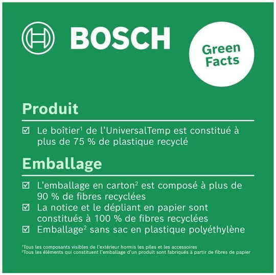 Bosch UniversalTemp Termometru cu infraroșu pentru temperaturi de la -30°C până la 500°C cu Raport de Distanță 12:1