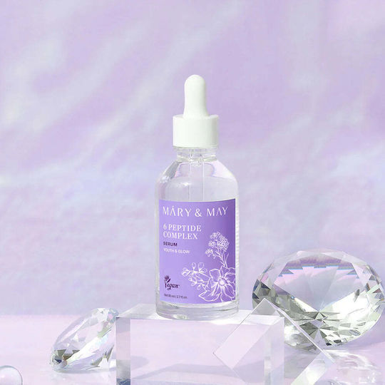 Mary & May 6 Peptide Complex Serum Hidratant și Anti-Îmbătrânire Pentru Față cu Peptide Pentru Strălucire și Tonifiere 80ml
