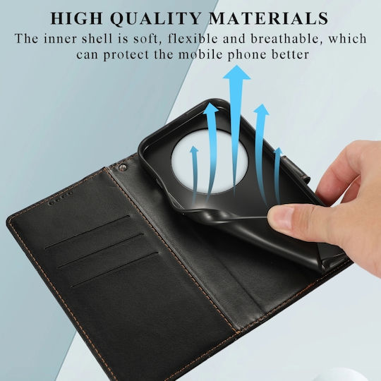 Embossed Line Wallet Leather / Silicone Black (Xiaomi 13 Ultra)