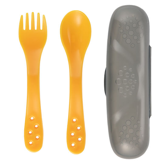 Canpol Babies Baby Set with Fork for 12+ months Yellow 2pcs