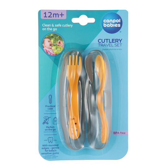 Canpol Babies Baby Set with Fork for 12+ months Yellow 2pcs