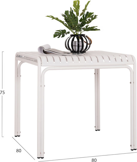 Rachel Outdoor Bar Free Standing Aluminum Table White 80x80x75cm