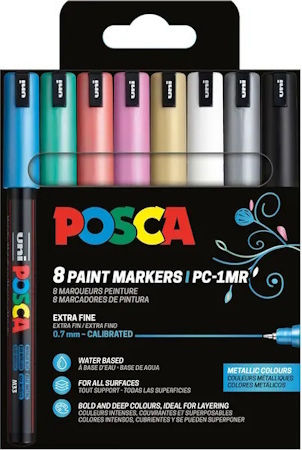Uni-Ball Pc-1mr Acrylic Markers Metallic Color 8pcs