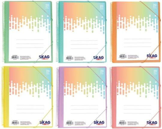 Skag Mappe Suppl mit 20 Plastikhüllen Folien für Papier A4 (Μverschiedene Designs/Farben) 1Stück