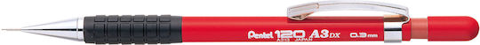 Pentel Μηχανικό Μολύβι Σχεδίου Μεταλλικό 0.3mm 1τμχ Κόκκινο