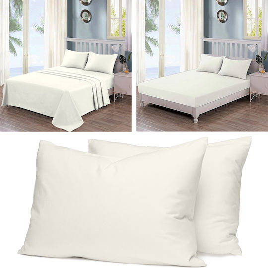 Casa Colori Παπλωματοθήκη Υπέρδιπλη 100% Βαμβάκι 220x240 Ecru