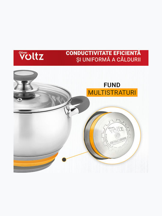 Voltz Tiefer Edelstahl-Topf 6Es / 24cm