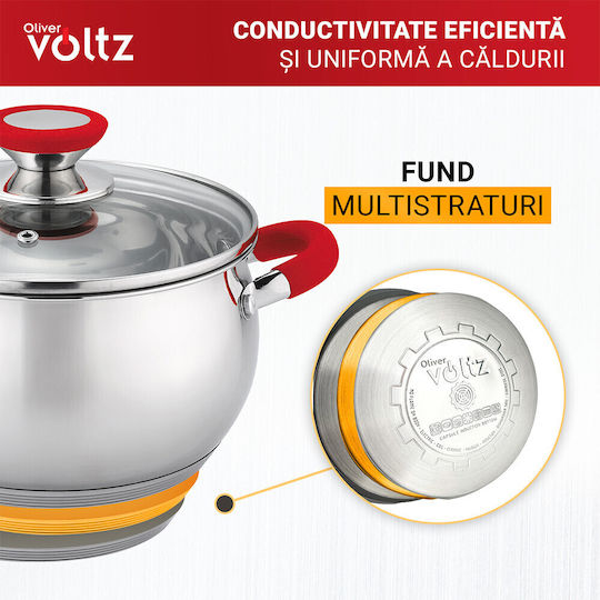 Voltz Βαθιά Ανοξείδωτη Κατσαρόλα 6lt / 24cm