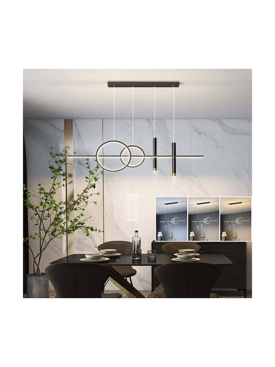 Home Lighting Aida Κρεμαστό Φωτιστικό Μαύρο LED με Ρυθμιζόμενο Λευκό Φως 100x5x120εκ.