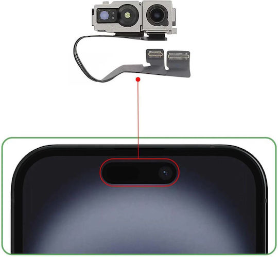 Clappio 12MP Frontkamera Für iPhone 16 Verbindung Ribbon Schwarz