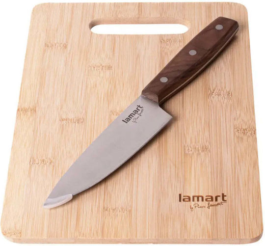 Lamart Rectangular Bamboo Chopping Board Set with Chef Knife Brown 30x22cm 2pcs