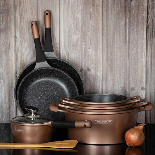 Royalty Line Copper Σετ Μαγειρικά Σκεύη από Χυτό Αλουμίνιο Copper με Επίστρωση από Πέτρα 6τμχ