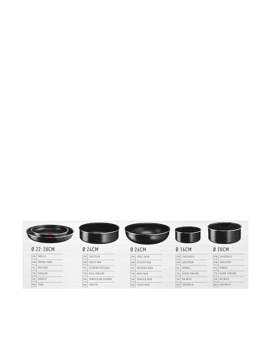 Tefal Ingenio Easy Cook & Clean Σετ Μαγειρικά Σκεύη από Αλουμίνιο Μαύρα 13τμχ