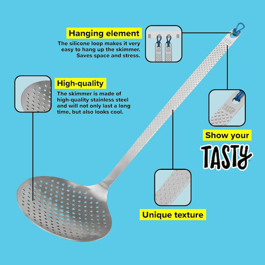 Tasty Shallow Slotted Colander Stainless Steel Silver Spoon